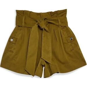 Topshop Cargo Shorts Size 4 Green Utility Belted High Rise Earthy Urban Cowgirl